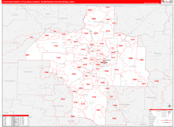 Little Rock-North Little Rock-Conway Metro Area Wall Map Red Line Style 2024